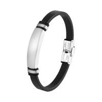 PU Leather Cord Bracelets, 316L Stainless Steel, with Leather, fashion jewelry & Unisex Approx 21 cm 