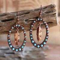 Turquoise Zinc Alloy Earring, with turquoise, plated, vintage & fashion jewelry & for woman 