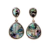 Abalone Shell Earring, Zinc Alloy, with Abalone Shell, gold color plated, vintage & fashion jewelry & for woman 