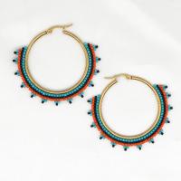 Stainless Steel Leverback Earring, 304 Stainless Steel, with Seedbead, fashion jewelry & for woman 