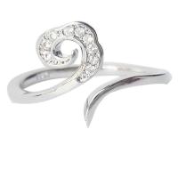 metal Anillo de dedo Cuff, chapado en color de plata, Joyería & para mujer & con diamantes de imitación, Vendido por UD