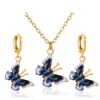 Fashion Zinc Alloy Jewelry Sets, earring & necklace, Butterfly, KC gold color plated, 2 pieces & fashion jewelry & for woman 3.2cm Approx 20.87 Inch 