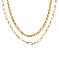 Halskette, 304 Edelstahl, mit Verlängerungskettchen von 5cm, Vakuum-Ionen-Beschichtung, Doppelschicht & Modeschmuck & für Frau, goldfarben, Länge:43 cm, verkauft von PC