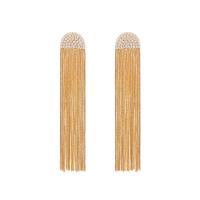 Fashion Fringe Earrings, 304 Stainless Steel, Vacuum Ion Plating, fashion jewelry & for woman & with rhinestone, golden 
