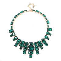 Rhinestone Zinc Alloy Necklace, gold color plated, fashion jewelry & for woman & with rhinestone, two different colored cm 