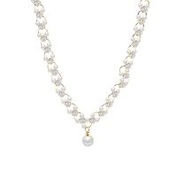 Plastic Pearl Necklace, Zinc Alloy, with Plastic Pearl, with 4.5 extender chain, high quality plated, fashion jewelry & for woman & with rhinestone cm 