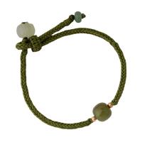 Jade Bracelets, Hetian Jade, with Polyester Cord & Brass, gold color plated, fashion jewelry & for woman .5-16 cm 