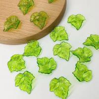 Acrylic Hair Accessories DIY Findings, Leaf, stoving varnish, green, Approx 
