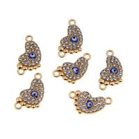 Evil Eye Jewelry Connector, Zinc Alloy, Foot, KC gold color plated, DIY & enamel & with rhinestone & 1/1 loop, blue Approx 