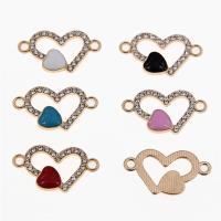 Rhinestone Zinc Alloy Connector, Heart, KC gold color plated, DIY & enamel & with rhinestone & 1/1 loop & hollow Approx 