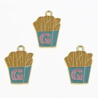 Zinc Alloy Enamel Pendants, French Fries, KC gold color plated, Unisex, blue and yellow Approx 