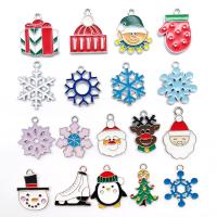 Zinc Alloy Christmas Pendants, Christmas Design & DIY & enamel & mixed 