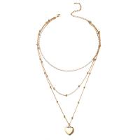 Fashion Multi Layer Necklace, 304 Stainless Steel, with 3.94inch extender chain, Heart, three layers & fashion jewelry & for woman & with rhinestone 16mm Approx 13.78 Inch, Approx 17.72 Inch, Approx 21.65 Inch 