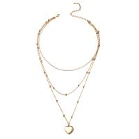 Collier de mode Multi couche, Acier inoxydable 304, avec 3.94inch chaînes de rallonge, coeur, trois couches & bijoux de mode & pour femme & avec strass, plus de couleurs à choisir, 16mm Environ 13.78 pouce, Environ 17.72 pouce, Environ 21.65 pouce, Vendu par PC