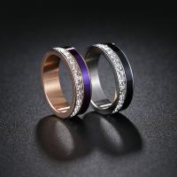 Titanium Steel Finger Ring, Unisex & enamel & with rhinestone 