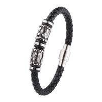 PU Leather Bracelet, with 316 Stainless Steel, fashion jewelry & for man 6mm 