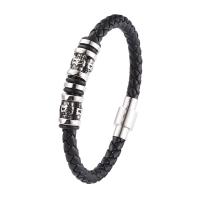 PU Leather Bracelet, with 316 Stainless Steel, fashion jewelry & for man 6mm 