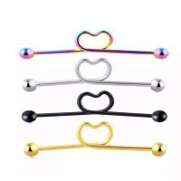 Stainless Steel Ear Piercing Jewelry, 316L Stainless Steel, Heart, Vacuum Ion Plating, Unisex 