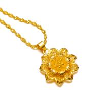 Brass Jewelry Necklace, Flower, gold color plated, fashion jewelry & for woman, golden 
