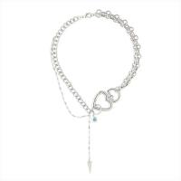 Ожерелье цинкового сплава , цинковый сплав, Сердце, плакирован серебром, ювелирные изделия моды & Женский, серебряный, длина:38 см, 16 см, продается PC