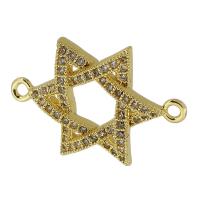 Cubic Zirconia Micro Pave Brass Connector, Hexagram, real gold plated, micro pave cubic zirconia, gold Approx 1.5mm 