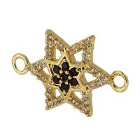 Cubic Zirconia Micro Pave Brass Connector, Hexagram, real gold plated, micro pave cubic zirconia, gold Approx 1mm 
