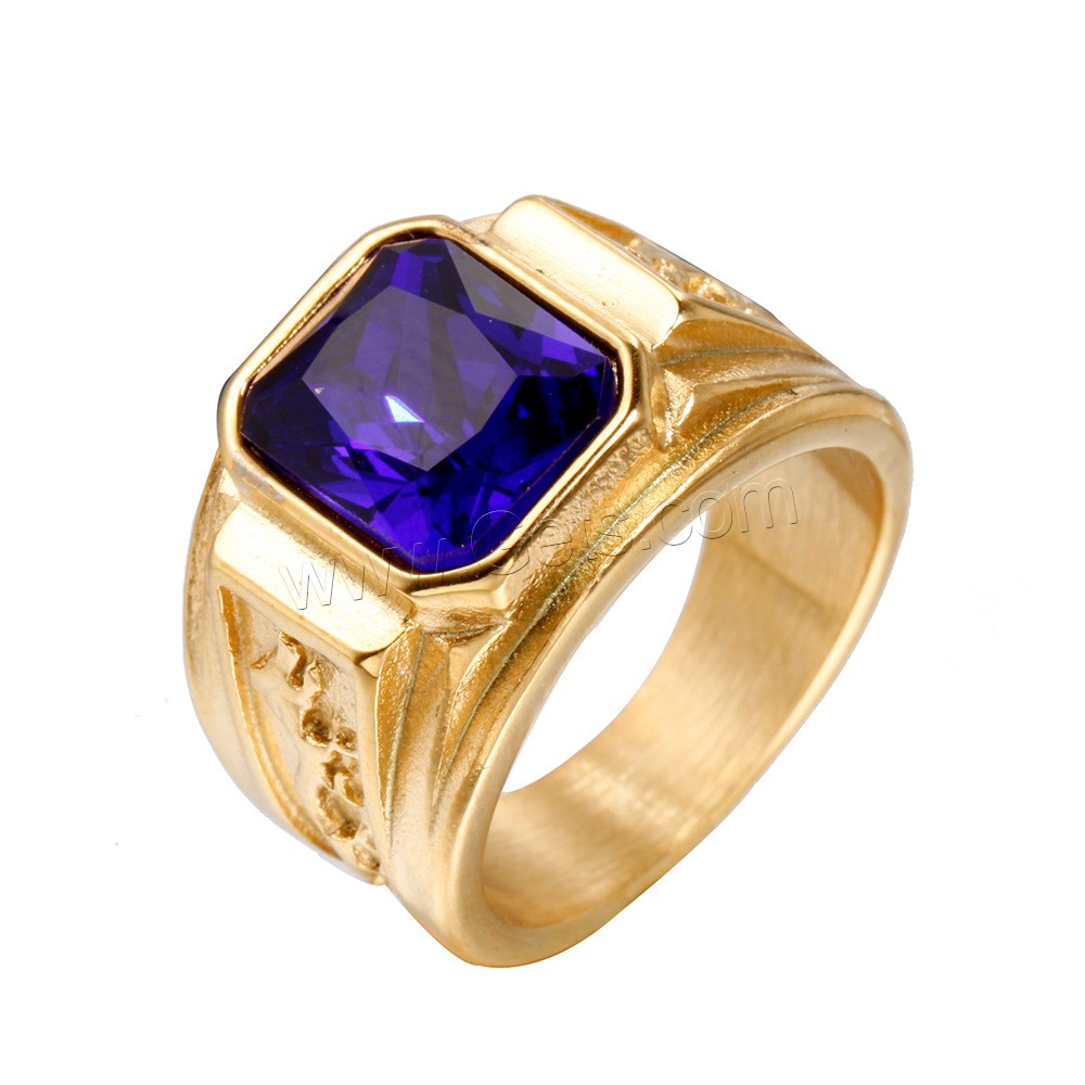 Титан Сталь палец кольцо, титан, плакирован золотом, Мужская & разный размер для выбора & инкрустированное микро кубического циркония, Много цветов для выбора, продается PC