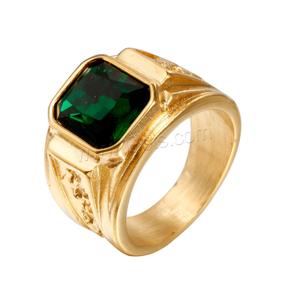 Титан Сталь палец кольцо, титан, плакирован золотом, Мужская & разный размер для выбора & инкрустированное микро кубического циркония, Много цветов для выбора, продается PC