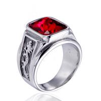 Titanium Steel Finger Ring, polished, Unisex & micro pave cubic zirconia 