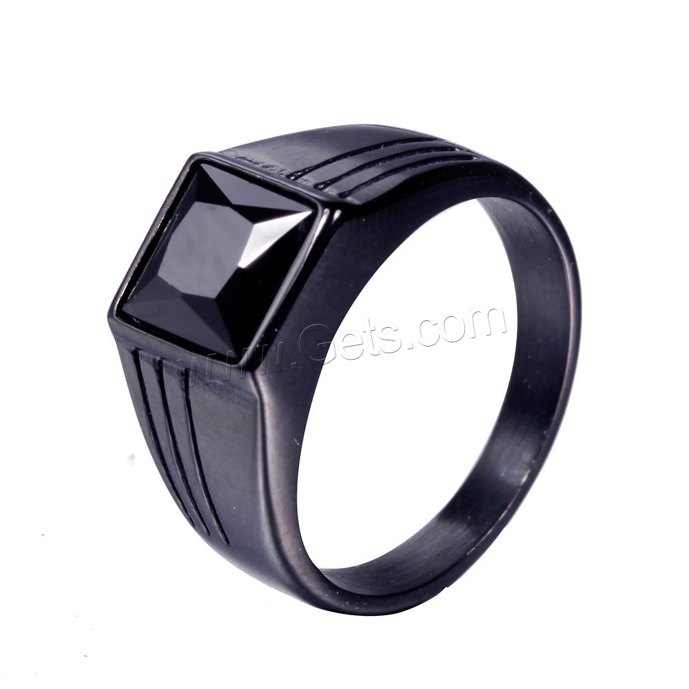 Titanium Steel Finger Ring, with Cubic Zirconia, plated, Unisex & different size for choice, more colors for choice, Sold By PC