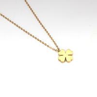 Stainless Steel Jewelry Necklace, 304 Stainless Steel, Four Leaf Clover, 18K gold plated, fashion jewelry & for woman Approx 16-18 Inch 