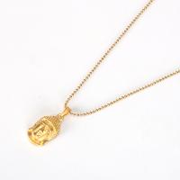 Stainless Steel Jewelry Necklace, 304 Stainless Steel, Buddha, 18K gold plated, ball chain & for woman Approx 18-20 Inch 