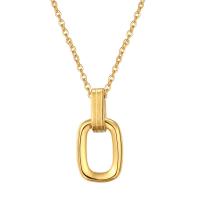 Stainless Steel Jewelry Necklace, 304 Stainless Steel, Geometrical Pattern, real gold plated, for woman & hollow Approx 16-18 Inch 