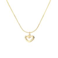 Stainless Steel Jewelry Necklace, 304 Stainless Steel, with Resin Shell, Heart, real gold plated, fashion jewelry & for woman Approx 16-18 Inch 
