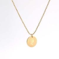 Stainless Steel Jewelry Necklace, 304 Stainless Steel, Flat Round, 18K gold plated, ball chain & for woman Approx 16-18 Inch 