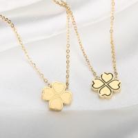 Stainless Steel Jewelry Necklace, 304 Stainless Steel, Four Leaf Clover, real gold plated, fashion jewelry & for woman Approx 16-18 Inch 