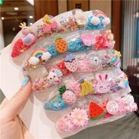 Children Hair Clip, PVC Plastic, with Zinc Alloy, handmade, 10 pieces & Girl multi-colored, 35mm 