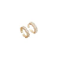 Brass Ring Set, gold color plated, 2 pieces & Adjustable & open & micro pave cubic zirconia & for woman 