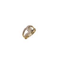 Цирконий Micro Pave Латунь палец кольцо, плакирован золотом, Регулируемый & инкрустированное микро кубического циркония & Женский, продается PC