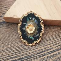 Shell Brooch, Zinc Alloy, with Abalone Shell, gold color plated, for woman & enamel 