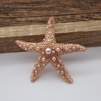 Plastic Pearl Brooch, Zinc Alloy, with Plastic Pearl, Starfish, plated, for woman 