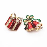 Christmas Jewelry Brooch , Zinc Alloy, gold color plated, Christmas Design & for woman & enamel & with rhinestone 