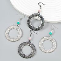 Zinc Alloy Rhinestone Drop Earring, with Resin, Round, plated, fashion jewelry & for woman & with rhinestone 