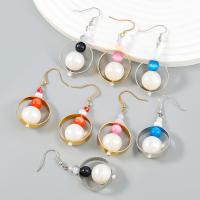 Plastic Pearl Zinc Alloy Earring, with ABS Plastic Pearl & Resin, plated, fashion jewelry & for woman 