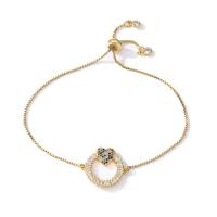 Cubic Zirconia Micro Pave Brass Bracelet, gold color plated, fashion jewelry & evil eye pattern & micro pave cubic zirconia & for woman & enamel cm 