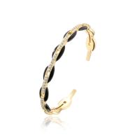 Brass Cuff Bangle, gold color plated, fashion jewelry & micro pave cubic zirconia & for woman & enamel 58mm 