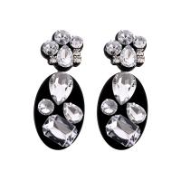 Zinc Alloy Rhinestone Drop Earring, with Resin, fashion jewelry & for woman & with glass rhinestone 