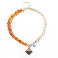 Resin Zinc Alloy Necklace, with Resin, gold color plated, fashion jewelry & for woman & enamel, multi-colored, 30mm cm 