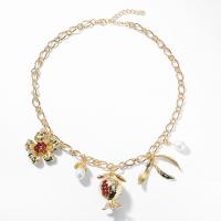 Rhinestone Zinc Alloy Necklace, with ABS Plastic Pearl, Garnet, gold color plated, fashion jewelry & for woman & with rhinestone, two different colored, 30mm cm 