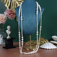 Collier en perles d'eau douce Pull, perle d'eau douce cultivée, bijoux de mode & multicouche & pour femme, blanc, 4-5mmu30019-10mm cm, Vendu par PC